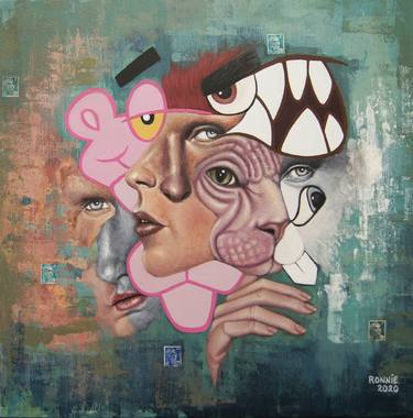 Original Cubism Cartoon Paintings by Ronnie Jiang