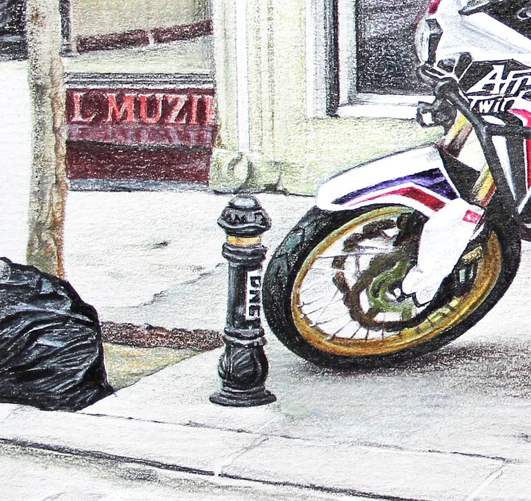 Original Photorealism Bike Drawing by Igor Katliarski