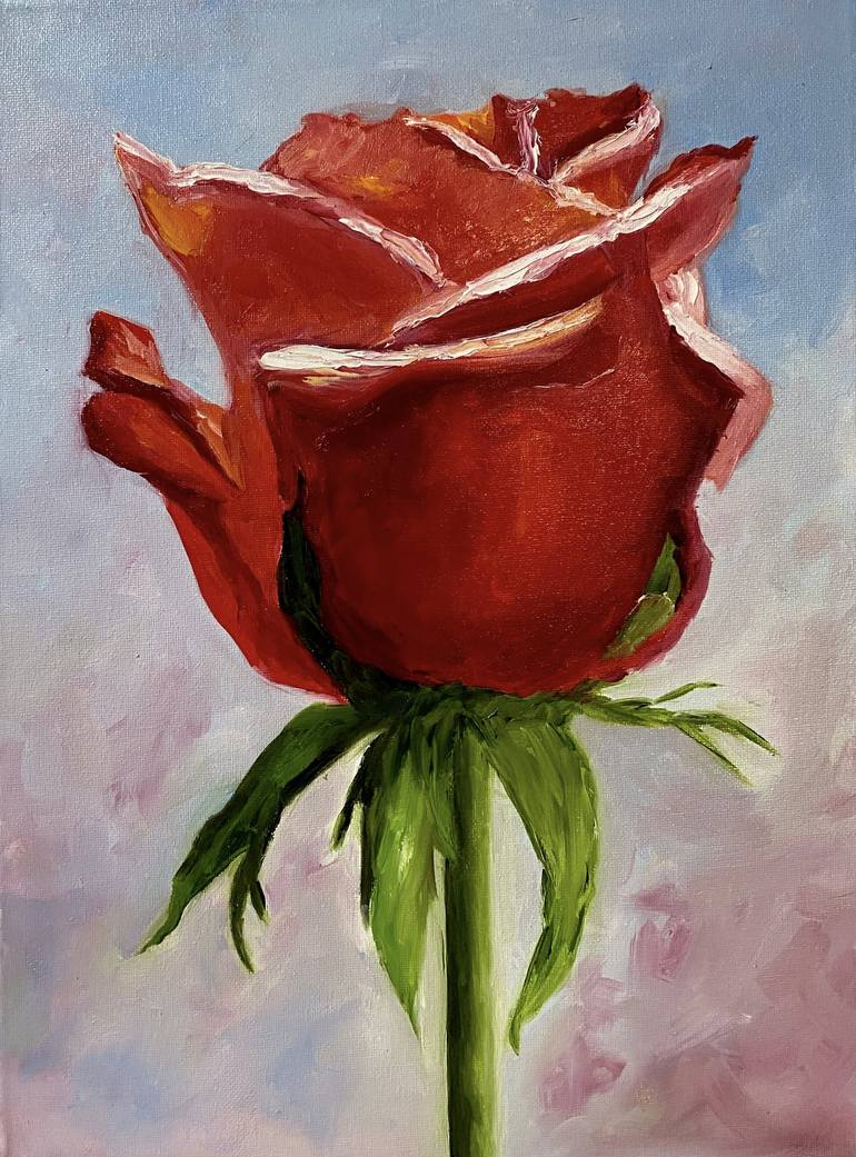 Red rose - original oil painting on canvas,home decor Painting by ...