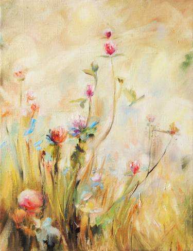 summer - abstract wildflowers,original painting print, flower painting, color painting, home decoration thumb