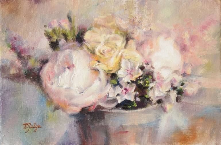 Original Fine Art Floral Painting by Julia Dunko