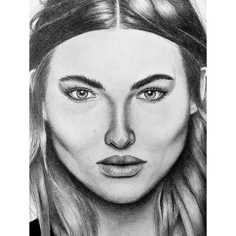 Original Art Deco Portrait Drawing by Gangsta Witch