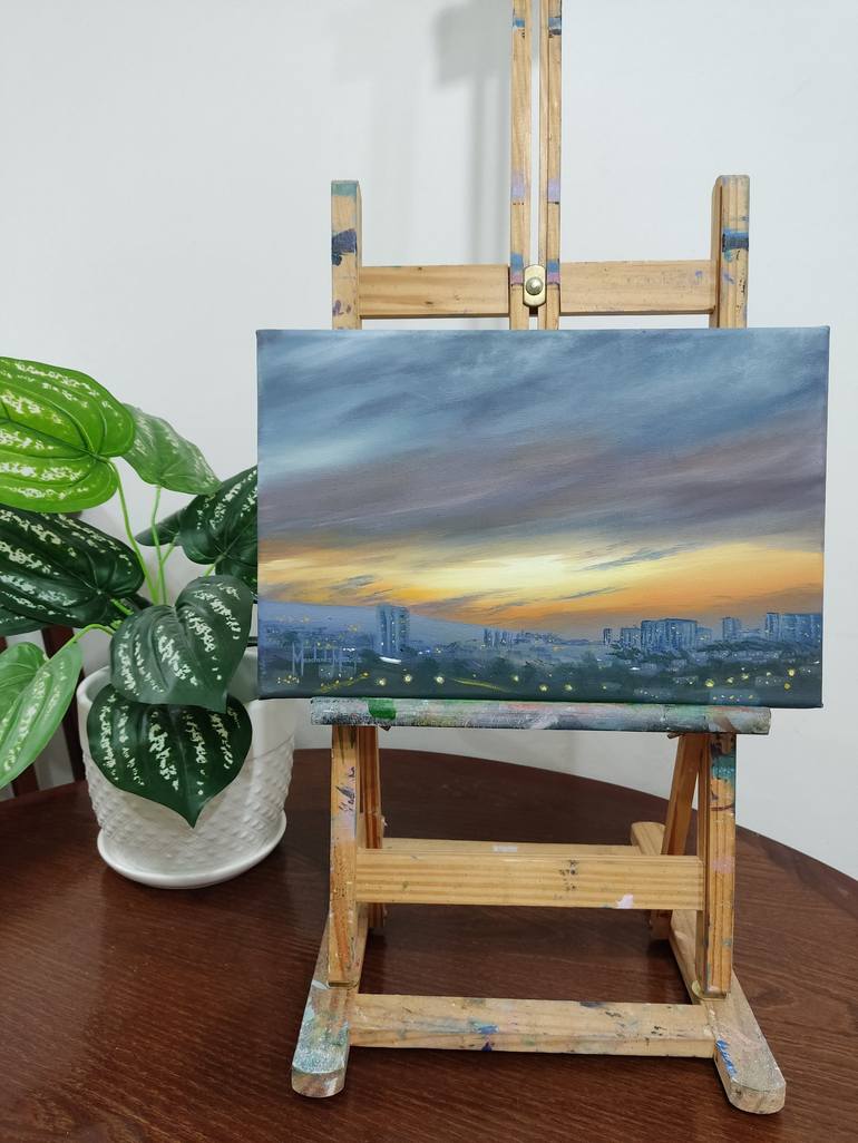 Original Photorealism Cities Painting by Mariia Marchenko