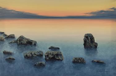 Fog on the lake, a picture as a gift, a gift idea, a picture for the office thumb