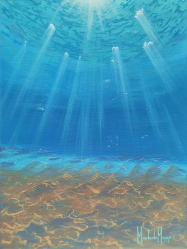 Sunlight under the water, painting as a gift, poster to the bathroom thumb