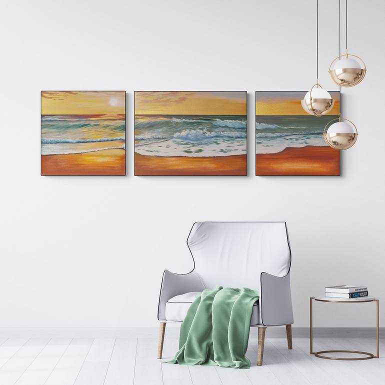 Original Art Deco Seascape Painting by Mariia Marchenko