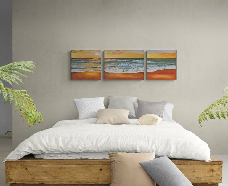 Original Art Deco Seascape Painting by Mariia Marchenko