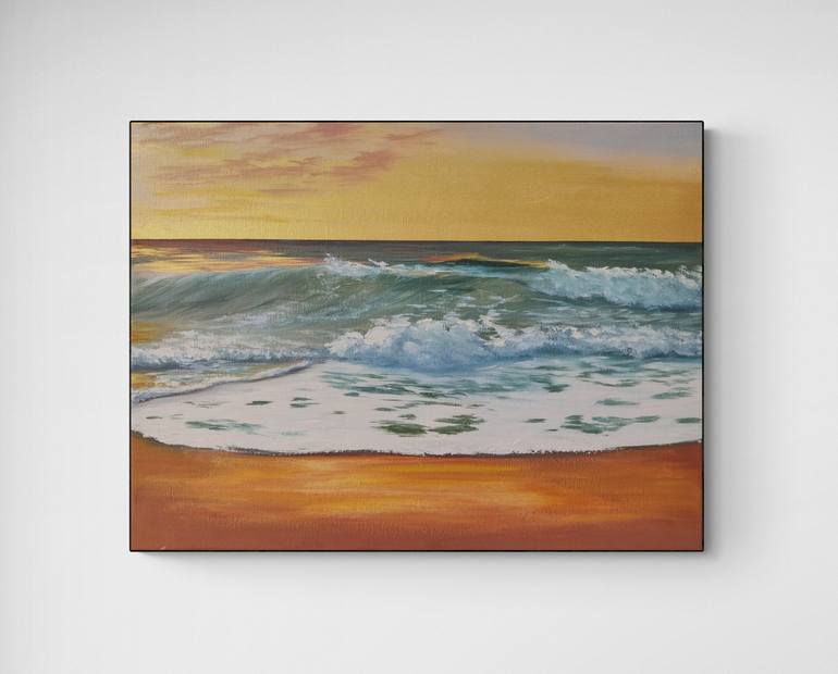 Original Art Deco Seascape Painting by Mariia Marchenko