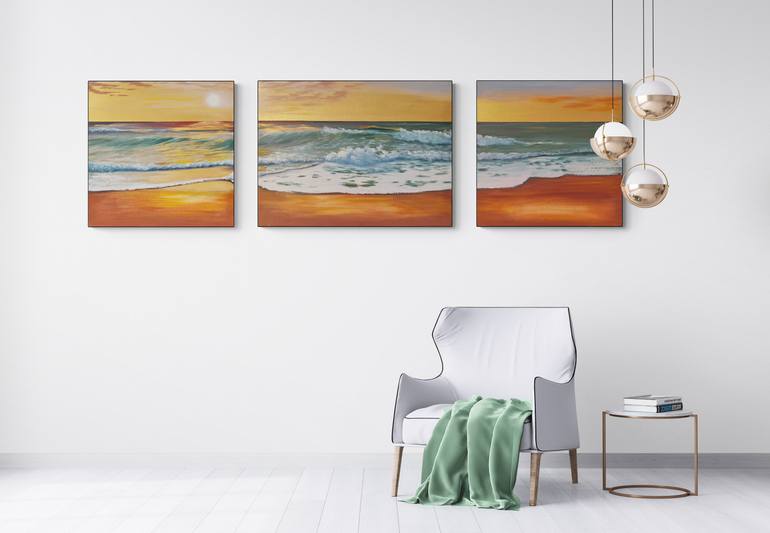 Original Art Deco Seascape Painting by Mariia Marchenko