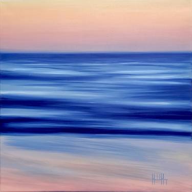 blue sea on pink, office painting, abstraction thumb