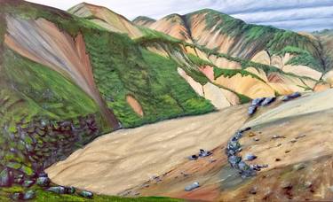 Saatchi Art Artist Mariia Marchenko; Paintings, “Iceland, Landmannalaugar Valley, mountain landscape, big painting” #art