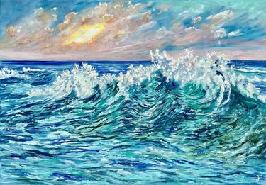 The Blue Sea Wave Original Painting thumb