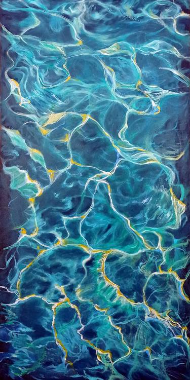 Deep Sea Water Original Painting On Canvas. thumb