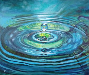 Drops Of Water Painting Photorealistic Water Wall Art thumb