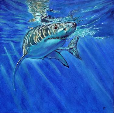 Shark Ocean Animal Underwater Life Original Painting thumb