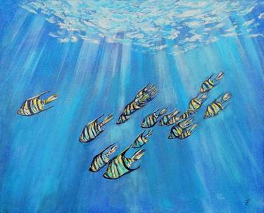 Ocean Fish Underwater Animal Original  Artwork. thumb