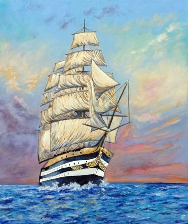 Amerigo Vespucci Ship Original Oil Painting thumb