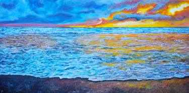 Sunset sky seascape original art thumb