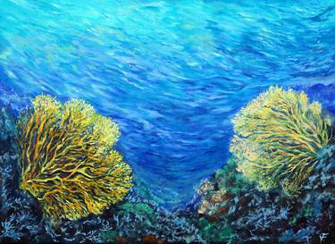 Yellow Coral Undderwater Life Original Art. thumb