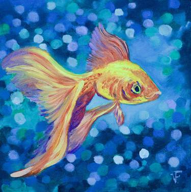 Goldfish Underwater Animals Original Painting. thumb