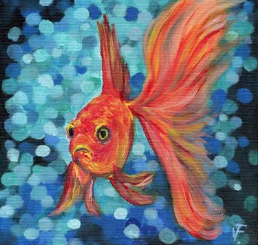 Goldfish 2 Underwater Animals Original Painting. thumb