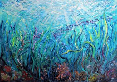 Shoal Of Fish On The Bottom Underwater Original Painting thumb