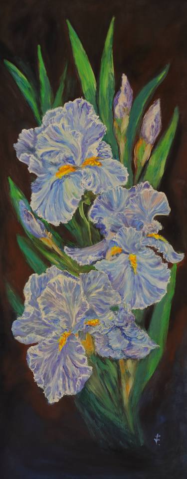 Iris Blue Floral Original Painting thumb