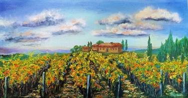 Autunm Vineyard of Tuscany Painting thumb