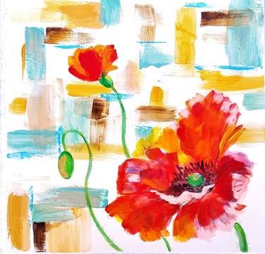 Original Abstract Expressionism Floral Paintings by Viktoriya Filipchenko