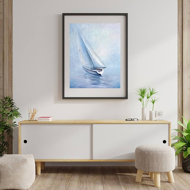 Original Sailboat Painting by Viktoriya Filipchenko