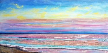 Virginia Beach Painting Soft Color Ocean Painting Original Oil Artwork On Canvas thumb