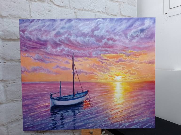 Original Sailboat Painting by Viktoriya Filipchenko