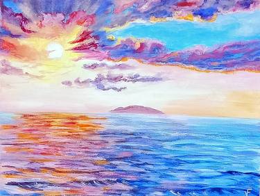 Soft Colors Sunset On Livorno Littorale Original Painting thumb