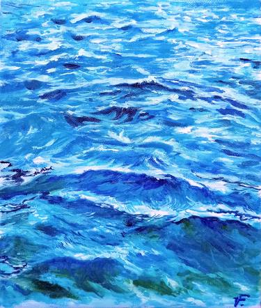 [Water Painting Original Art Water Reflection Modern Painting On Canvas 9.5 by 7 inches/ 24 By 18 Cm Photorealistic Wall Art By Filipchenko V] Water Painting Original Art Water Reflection Modern Painting On Canvasboard thumb