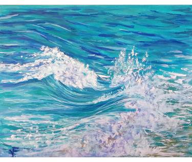Ocean Wave Water Painting Original Art Water Reflection Modern Painting thumb