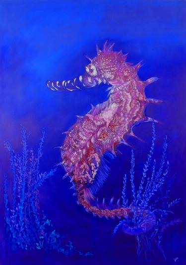 Seahorse Underwater Animal Painting Original Oil Art thumb