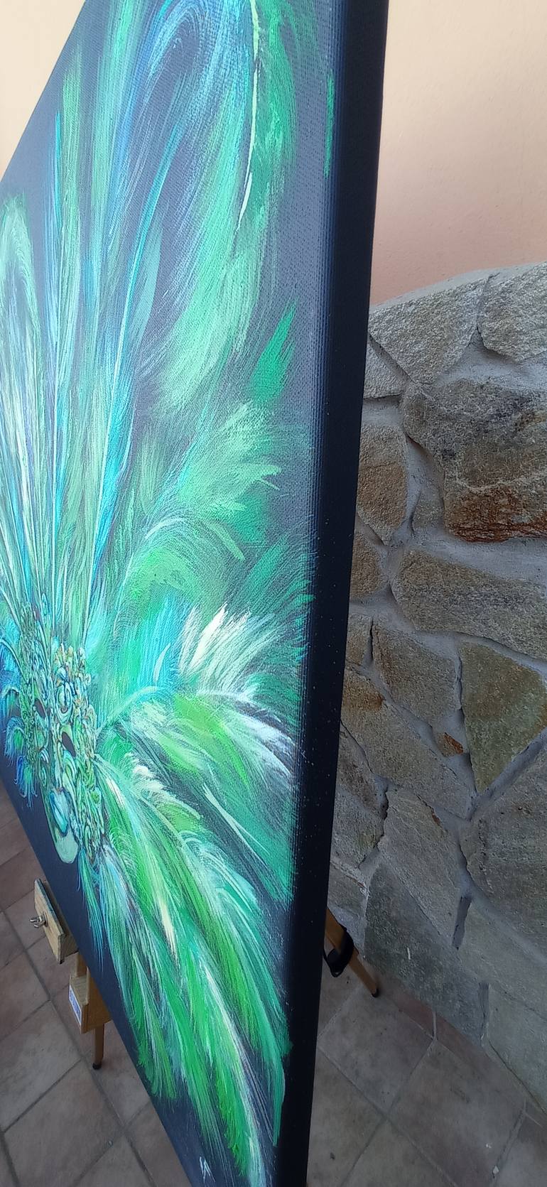 Green Mask Original Oil Painting On Canvas Painting by