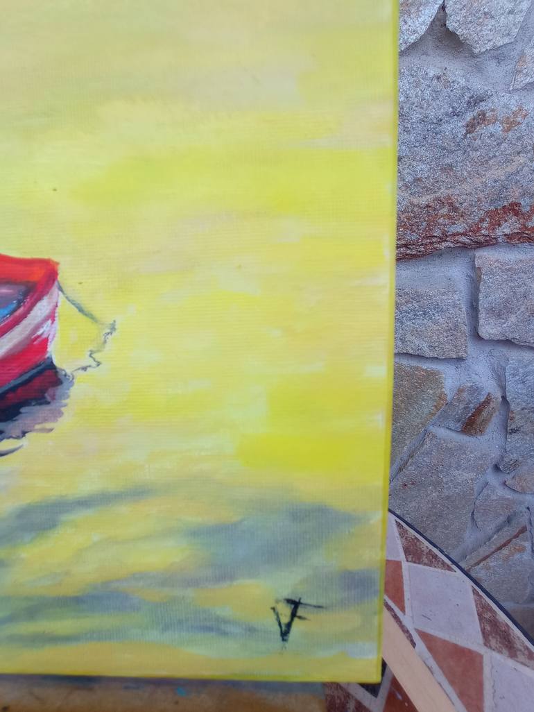 Original Expressionism Boat Painting by Viktoriya Filipchenko