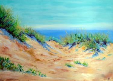 Sardinia Beach Dune Original Painting Marina Landscape Wall Art thumb
