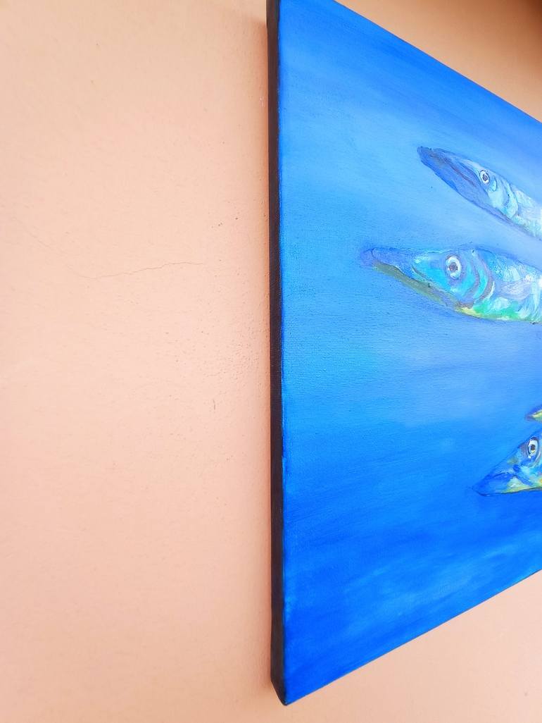 Original Abstract Expressionism Fish Painting by Viktoriya Filipchenko