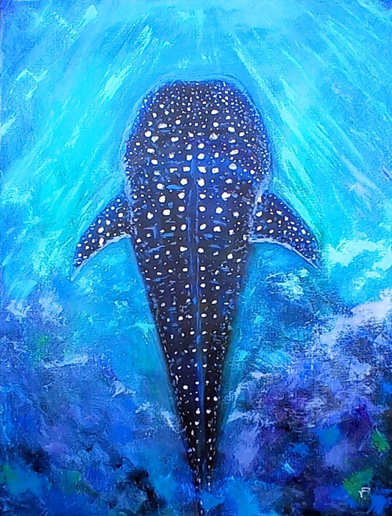 ORIGINAL whale shark paintingwhale shark online artshark painting