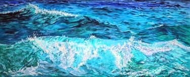 The Sea Water Original Seascape Painting. thumb