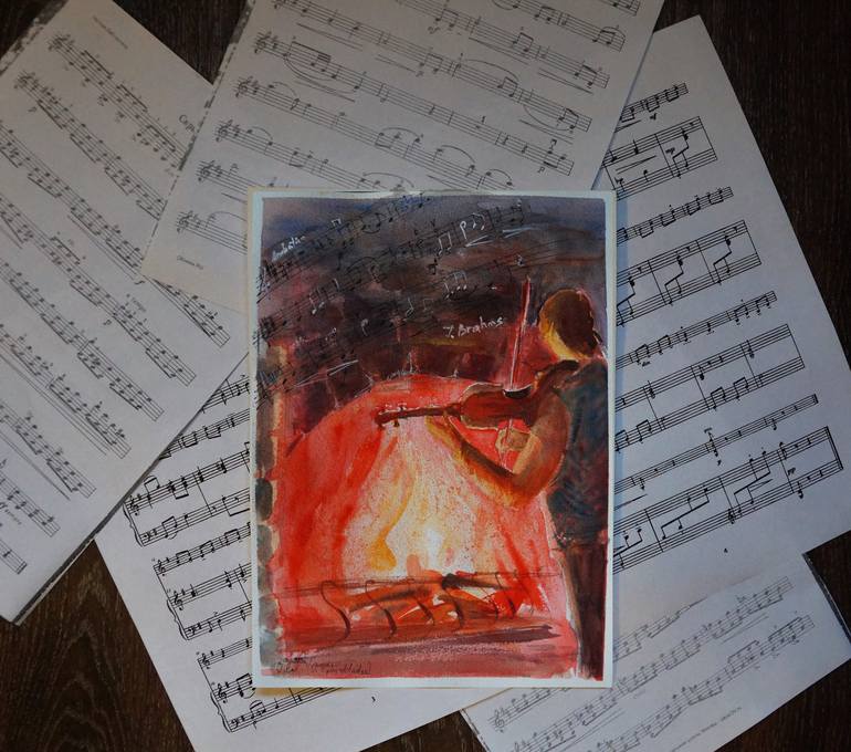 Original Figurative Music Painting by Olga Skhirtladze