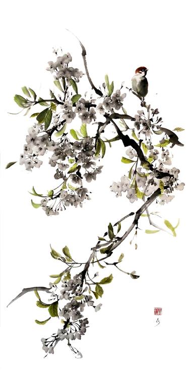Print of Minimalism Floral Paintings by Ellada Saridi
