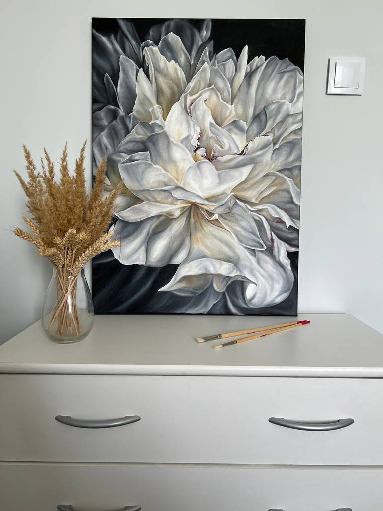 Original Photorealism Floral Painting by Sofiia Kharenko