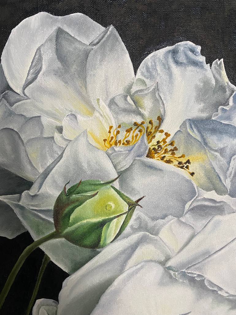 Tenderness of white roses Painting by Sofiia Kharenko | Saatchi Art