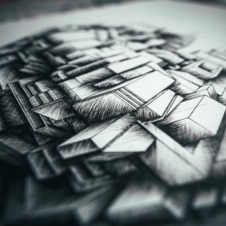 Original Architecture Drawing by NOTSEIG Art