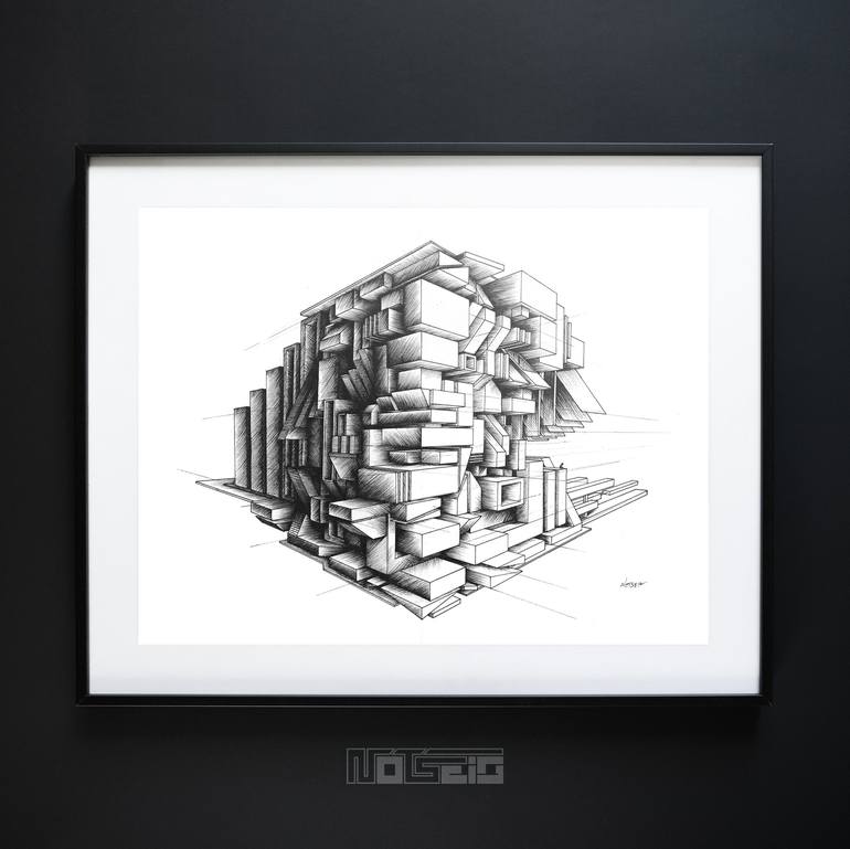 Original Architecture Drawing by NOTSEIG Art