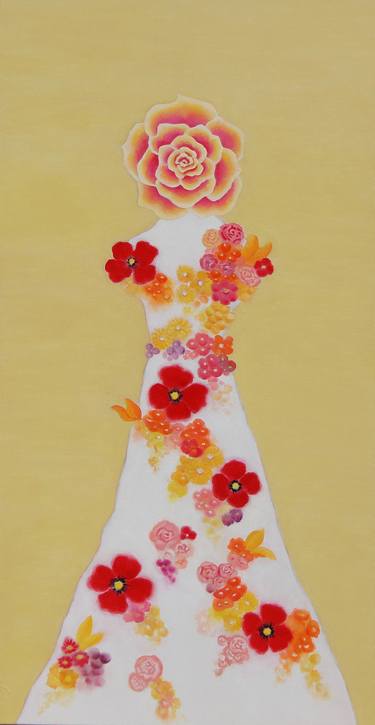 Original Figurative Floral Paintings by Misako Chida