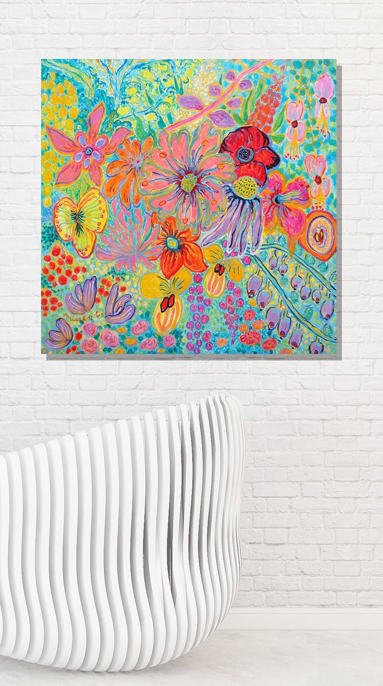 Original Abstract Floral Painting by Misako Chida